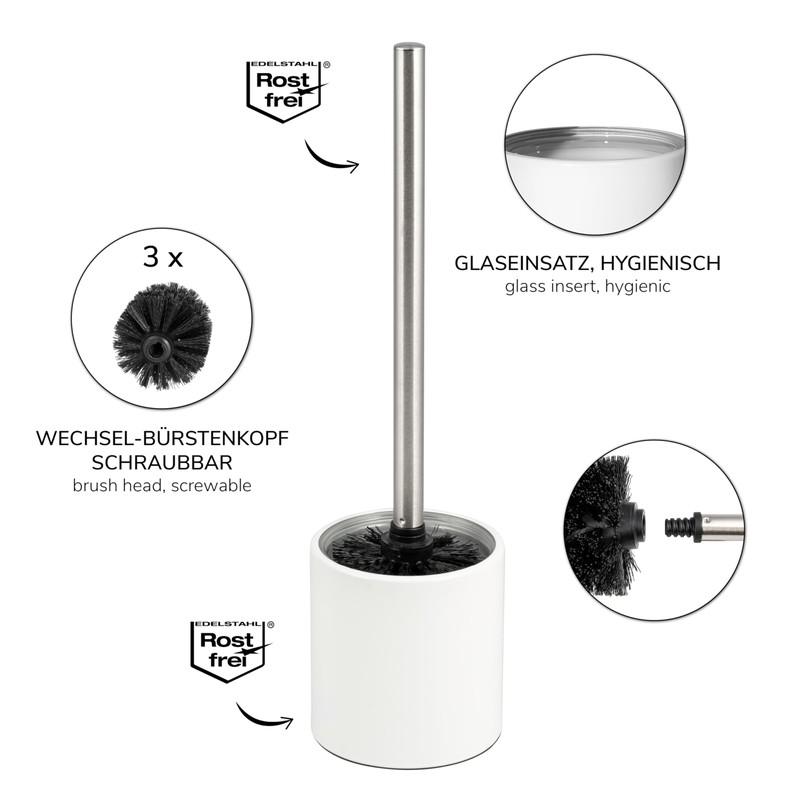 bremermann Toilet Brush Stainless Steel Painted Glass Insert Includes 3x