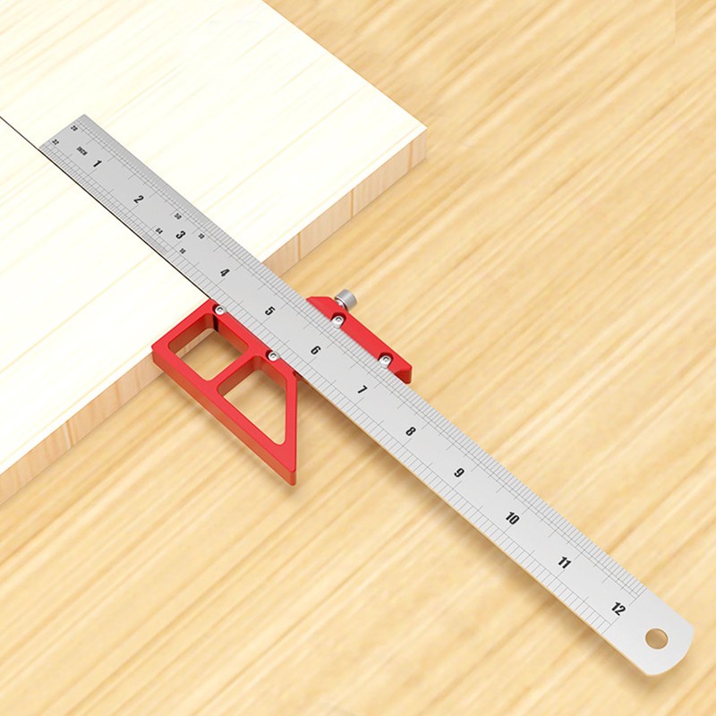 Center Gauge 12in 45° 90° Line Ruler Measuring Scribing Tool