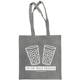 In de Palz dehäm & Dubbegläser Cotton Bag (Natural) - The Bag for Palz Lovers, Shopping Bag 38 x 42 cm, natural