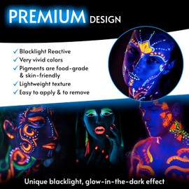 Glow King Blacklight Reactive Crayons | Glow in the Dark Paint for Face and Body | Intense Luminous Sticks for Fluorescent Parties | Colorful UV Makeup Neon Gift | Glow Markers Accessories - 12 Pcs