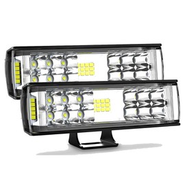 LED Work Light, Work Light, LED Floodlight, For 7 Inches, 12 V - 24 V, 16 W, 3600 LM, IP68 Waterproof, Wide Angle Lighting, Diffused Type, Pack of 2, LED Light, Backlight, Deck Light, Tire Light, Car