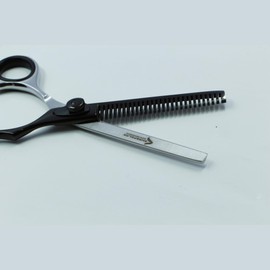 Professional Hair Thinning Scissors 6.5” – Japanese 440C Stainless Steel Texturizing Shears with Razor Edge Blade – Barber & Salon Cutting Tool – SharpGlam Elite Instruments (DuoEdge Black+Silver)