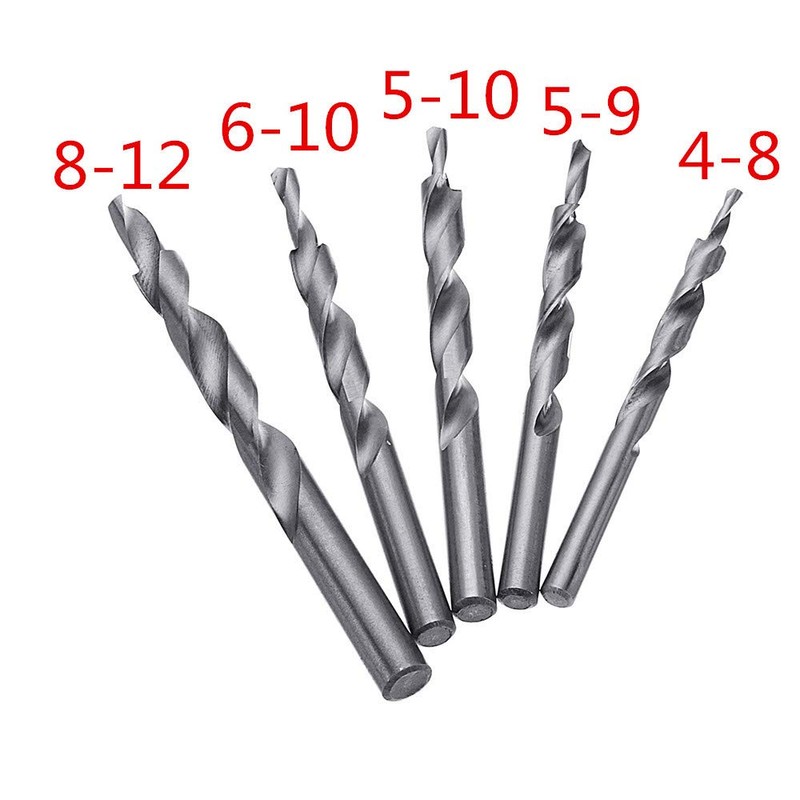belupai 5 pieces 4-8/5-9/5-10/6-10/8-12 mm HSS twist step drill window
