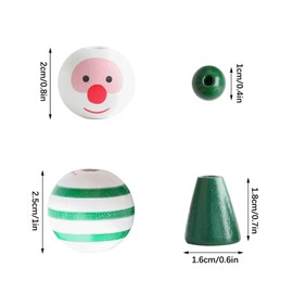 Plcnn Pack of 120 Christmas Wooden Beads, Snowman Wooden Beads for Crafts, Striped Farmhouse Craft Beads for DIY Supplies, Holiday Decor (Green)