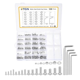DTGN 1230Pcs M2 M2.5 M3 M4 M5 Button Head Socket Cap Screws - 304 Stainless Steel Bolt Nut Set Washer Assortment Kit & Wrench - Good for Road Bicycle, Mountain Bike, Auto