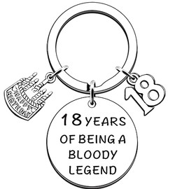 AMZQ Funny 18th Birthday Gifts for Girls Boys - Being A Legend - Eighteen Eighteenth Happy Birthday Keyring for Him Her Son Daughter Brother Sister Friend Humour Sarcasm Keyring