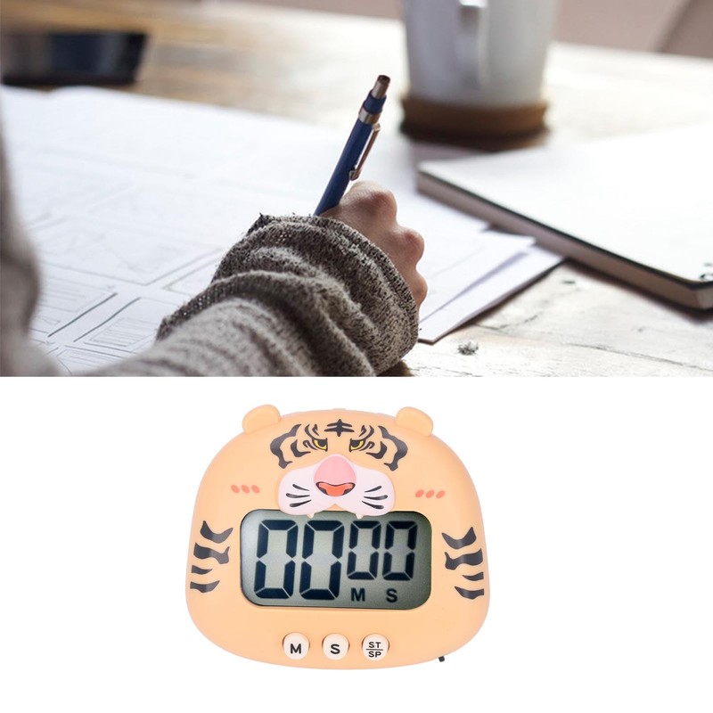 Luqeeg Cute Animal Digital Kitchen Timer, Yellow Tiger, LCD Large