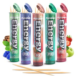 PurePix EnergyPix - Caffeine Flavored Toothpicks with L-Theanine, B12 for Focus & Energy - Sugar-Free Alternative to Energy Mints & Gum - 20 Count, Kosher (5 Flavors Variety Pack)