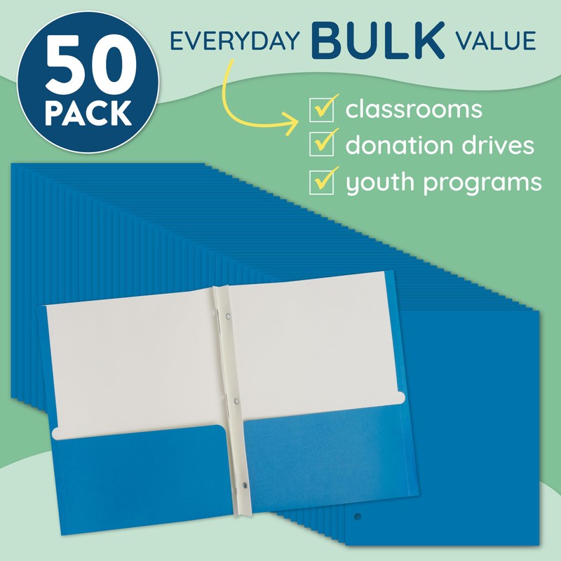 Blue Folders with Prongs, Blue Folders with Pockets and Prongs,