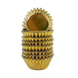 Miss Bakery's House Mini Muffin Cases Foil - Diameter 32 mm x 20 mm - Gold - Pack of 120 - Paper Baking Mould for Small Muffins and Cupcakes - Metallic Look