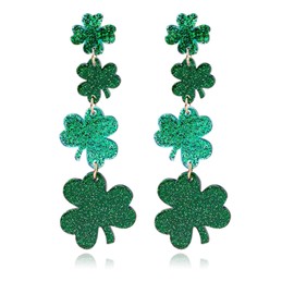 St. Patrick's Day Earrings for Women Luck Green Leaf Clover Drop Earrings Irish Shamrock Dangle Earrings St. Patrick's Day Accessories (Leaf 1)