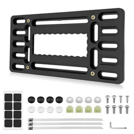 Kit de montaje de placa de matrícula frontal, sin taladro, adaptador universal de etiqueta de coche con tapas de tornillo de acero inoxidable antirrobo