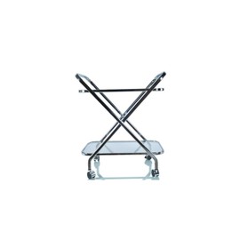 Maykoosh Island Oasis Anne Home X-Shape Bar Cart, Metallic Chrome - 16.5" D x 30.5" W x 26.25" H Stylish and Functional Serving Trolley