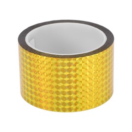 HOPESPANNER Universal 164.04ft x 2.36" Air-Release Adhesive Pinstripe Tape Holographic Automotive Pinstriping Tape BOPP Gold Tone