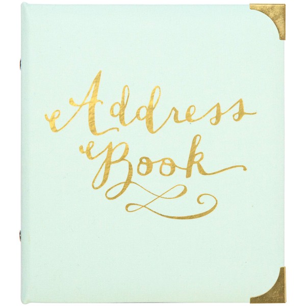 C.R. Gibson Mint Green and Gold Refillable 6-Ring 2019 Address Book, 440 Entries, 6.5" W x 7.25" L