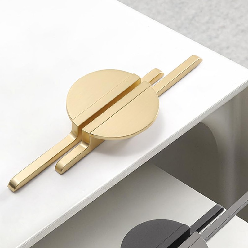 Myxekllo Gold Drawer Pulls Half Moon Drawer Pulls, Brushed Gold