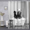 Funny Bear Shower Curtain Cute Bear Waving Hand Say Hello
