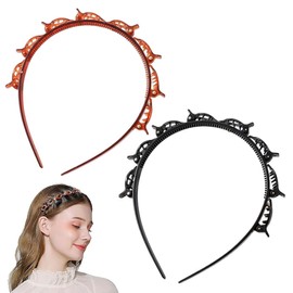 UEAVOID Pack of 2 Hair Twister Headbands, Double Bangs Hairstyle Hairpin, Clips, Double Bang Hairstyle Hairpin, Headbands, Hairband, Teeth, Women