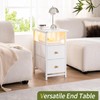 Yoobure End Table with Charging Station, Narrow Side Table LED