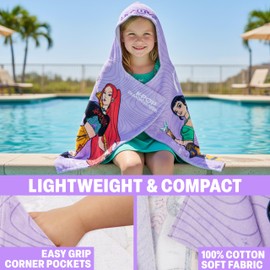 KPop Demon Hunters Children's Bath Poncho with Hood 125 x 75 cm, 100% Cotton Hooded Towel Girls, Summer Hooded Towels, Bath Towel Poncho for Beach Pool, Gifts for Girls