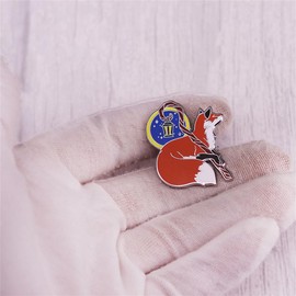 Cartoon Red Fox Brooch Magic Enamel Pin Cute Animal Lapel Pin Anime Character Badge Fashion Jewelry Hat Suit Decor Clothes Accessories Gift