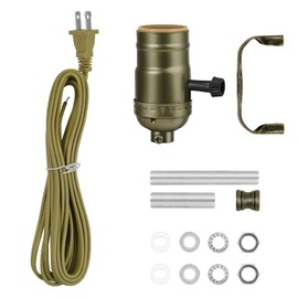 Baocuz Lamp kit with 12 Feet Cord for DIY lamp and Table Lamp，2 Way Lamp Socket Repair Or Rewire The Vintage Lighting Fixtures,Antique Brass Lamp Kits for Do It Yourself