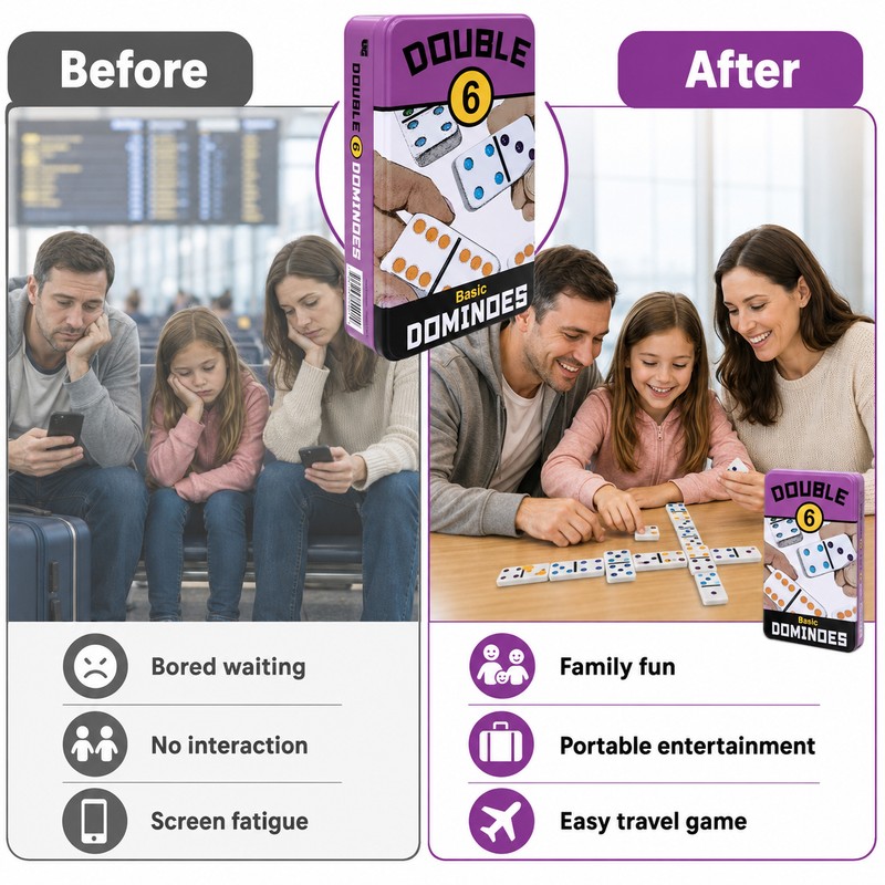 Double 6 Travel Domino Set for Family Game Night –