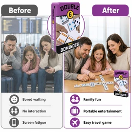 Double 6 Travel Domino Set for Family Game Night – 28-Tile Classic Game in Metal Tin for Trips & Parties