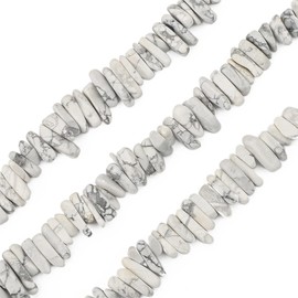 BEADIA Cuentas de piedra de lágrima irregular de howlita blanca natural de 0.4 a 1.2 pulgadas, cuentas sueltas de semipiedras preciosas para hacer joyas de 15 pulgadas/hebra