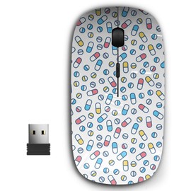 2.4G Ergonomic Portable USB Wireless Mouse for PC, Laptop, Computer, Notebook with Nano Receiver ( Pills Tablets Line )