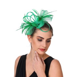 SAFERIN Fascinators Hats for Women Flower Tea Party Hats for Women Fascinator Headband and Clip Kentucky Derby Hats for Women (US, Alpha, Medium, ST07-Green)