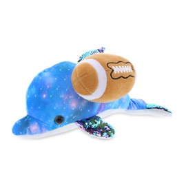 DolliBu Space Sequin Dolphin Stuffed Animal with Football Plush - Soft Huggable Dolphin, Adorable Playtime Plush Toy, Cute Ocean Life Gift Toy for Kids, Adults - 12 Inch
