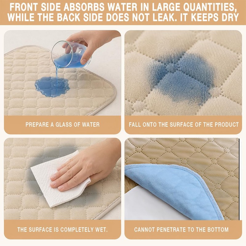 4 Pcs Absorbent Incontinence Chair Pads, 50x50cm Washable Chair Mats