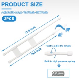 2 Sets Double RV Refrigerator Bars Adjustable Fridge Tension Rods RV Refrigerator Kitchen Accessories, Non-Slip Rv Fridge Bars for Camper Refrigerator Inside Accessories and Extend in Size,15.8"-27.6"