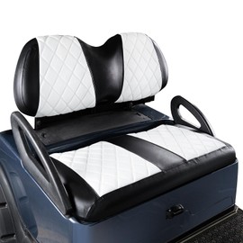 NOKINS Golf Cart Diamond Seat Covers Kit, Fit for Club Car Precedent OEM Standard Front Seat Cushion, Golf Cart Vinyl Seat Cover, No Nails Required (White and Black)