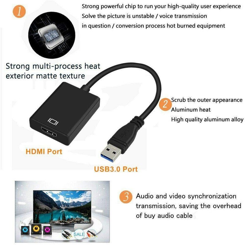 USB 3.0 to HDMI Adapter, HD 1080P Video Converter USB