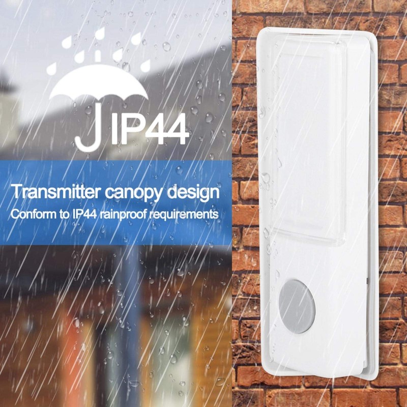 Wireless Doorbell 7-Colour LED Flash Button Doorbell IP44 Rainproof Doorbell