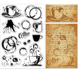 GLOBLELAND Coffee Stains Background Clear Stamps Coffee Stains Decorative Silicone Stamp for Card Making Transparent Seal Stamps for Scrapbooking Crafts Card Making