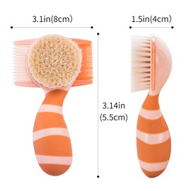 Hirameki Baby Brush, Baby Hair Brush, Plush Brush, 3-in-1 Newborn Baby Gift, Natural Wool Baby Brush Comb