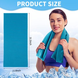 Honoson 10 Pcs Cooling Towel Bulk - Neck & Face Cool Chilly Towels Microfiber Breathable Sport Sweat Rag for Gym, Yoga, Travel, Camping, Running, Outdoor (Blue)