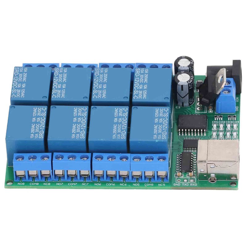 8 Channel Relay Module DC12V UART Serial Port Switch PLC