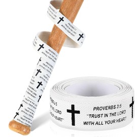 Pushglossy Faith Cross Baseball Bat Grip Tapes 1.5mm Precut and Full Adhesive Softball Grip Tape,Non-Slip Baseball Bat Wrap Religious Cricket Batting Tape Replacement (White,Proverbs 3:5)