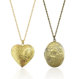 MAXQUU 2 Pieces of Retro Carved Necklaces, Photo Frame Pendant Necklaces, Women's Jewelry, Creative Gift Necklaces.