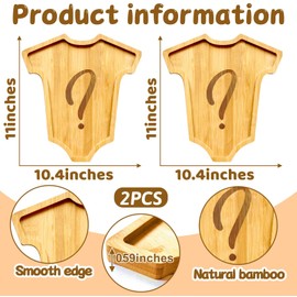 2Pcs Charcuterie Platters Boards Cute Baby Shower Food Trays Wooden Serving Board Trays Gender Reveal Party Charcuterie Platter Bamboo Baby Party Decorative Tray for Food Snack Fruit