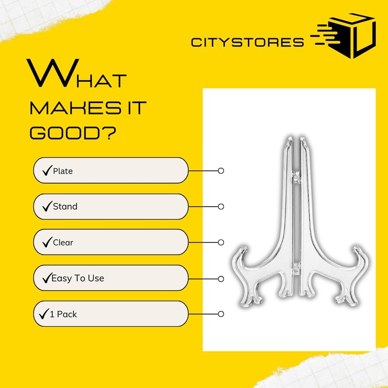 Citystores® Small Clear Plate Stand for Display Durable Plate Holder