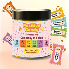 AMAQUANG Positive Candy, 30 Daily Affirmations for Women & Teens, Sweet Positive Affirmation Gifts, Cute Motivation Candy Jar, Inspirational Gifts for Teen Girls & Women
