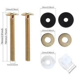 2 Pieces Toilet Seat Screws, Universal Carbon Steel Plated Toilet Lid Fittings and Fixtures, Toilet Blind Hole Fitting Kit for Toilet Seat Hinge Bolts Replacement Parts