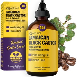 4oz Organic Cold Pressed Jamaican Black Castor Oil for Hair Growth and Damaged, Dry Scalp - Unscented, Hexane-Free