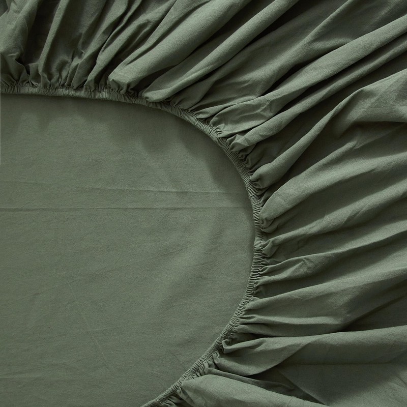 Ruccit Sage Green Fitted Sheet Double Extra Deep 41CM Washed