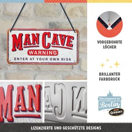 Nostalgic-Art Retro Hanging Sign 10 x 20 cm Man Cave Warning - Gift Idea for Men Metal Vintage Design Tin Signs Sayings